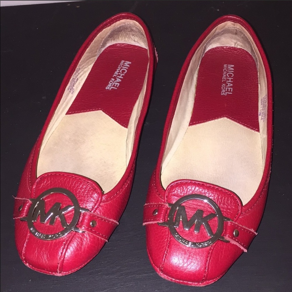 Red Leather Michael Kors Shoes / Flats Sz 7.5M
